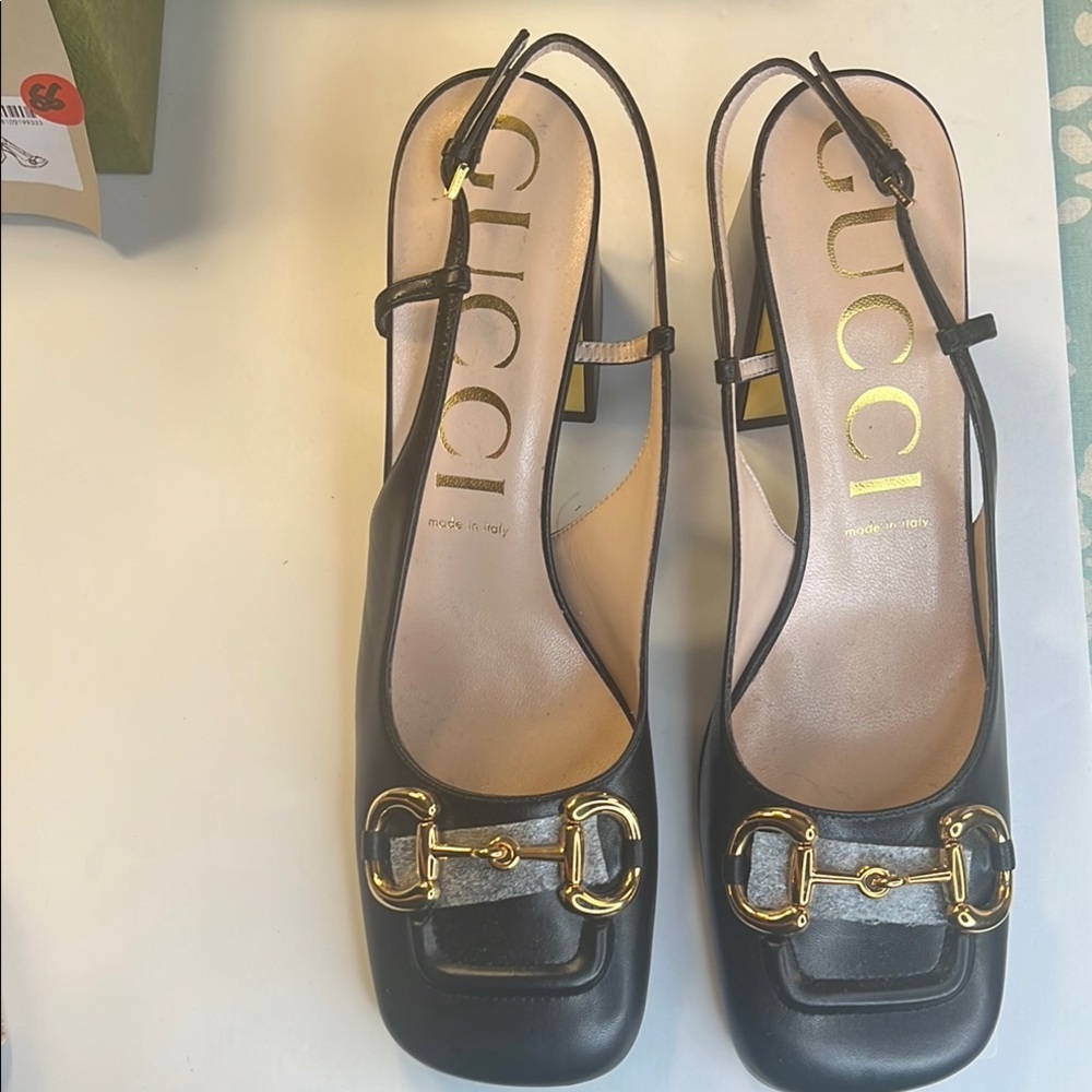 NWT Gucci Horsebit Slingback Pump Leather Heels in Black Women's Shoes Size 41 - Picture 3 of 16